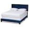 Baxton Studio Clare Navy Blue Velvet Full Size Panel Bed with Tufted Headboard 163-10498 - alternate 1